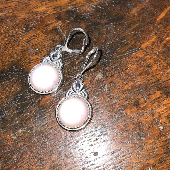 NIB JTV Pink Peruvian Opal Sterling Silver Dangle Earrings - Picture 5 of 8